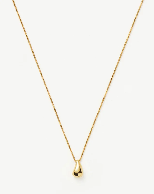 personalized birthstone necklace -Savi Sculptural Droplet Pendant Necklace | 18ct Gold Vermeil