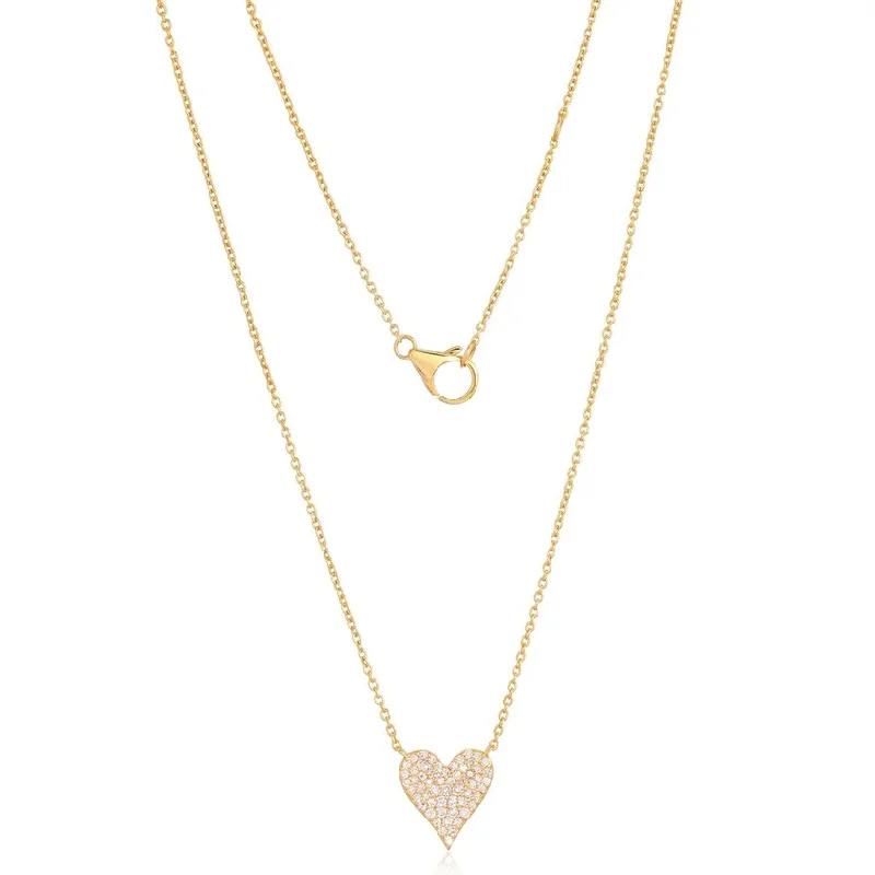 adjustable necklace with charm -SEBASTIAN  DIAMOND HEART NECKLACES - BLACK + WHITE DIAMONDS