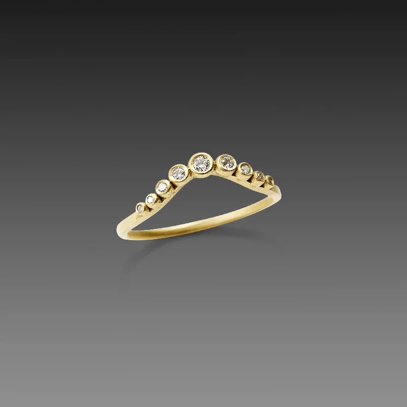 sapphire gemstone ring -Graduated Curve Diamond Band