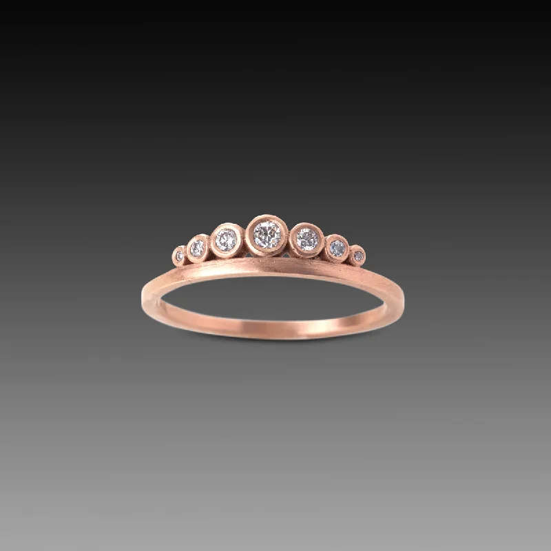 adjustable statement ring -Side Swell Band with Diamonds in Rose Gold