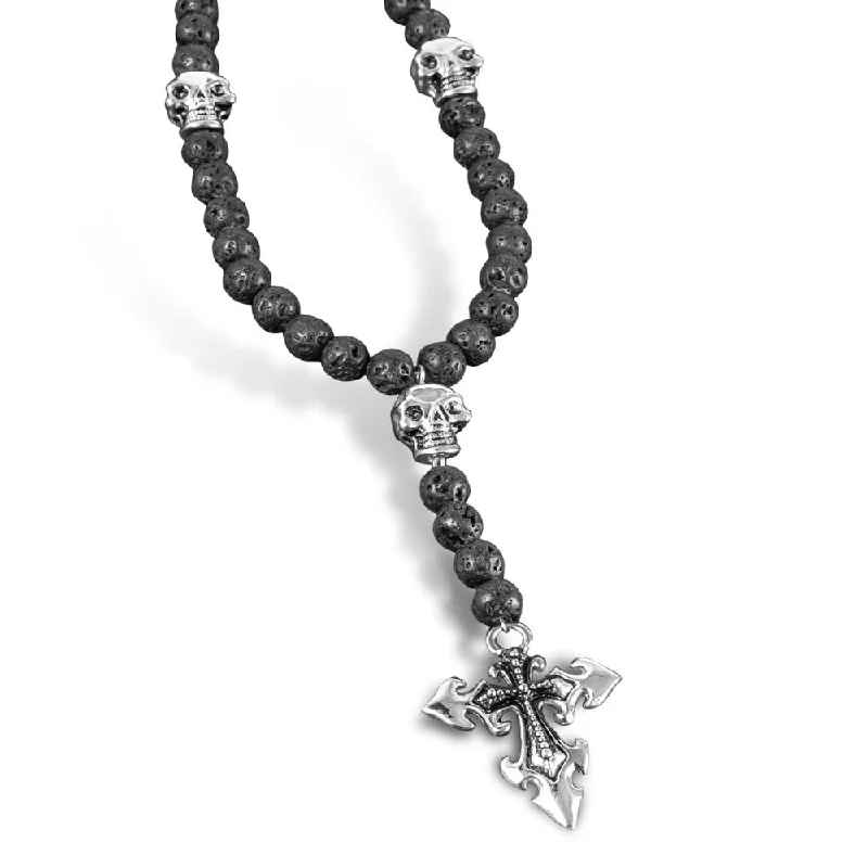 personalized coordinates necklace -Skull Lava Rosary