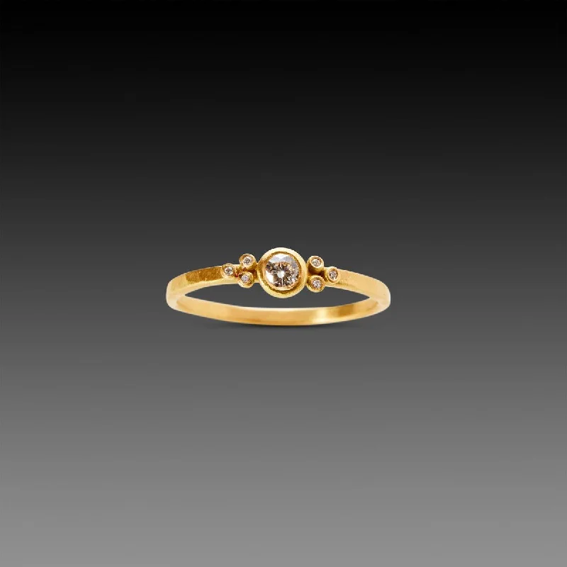 large statement gemstone ring -Small Diamond Flourish Ring