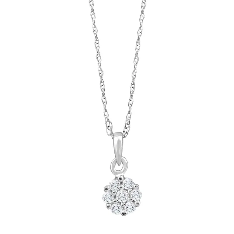 heart-shaped pendant necklace -Small Pave Real Diamond Pendant White Gold 18" Women's Necklace