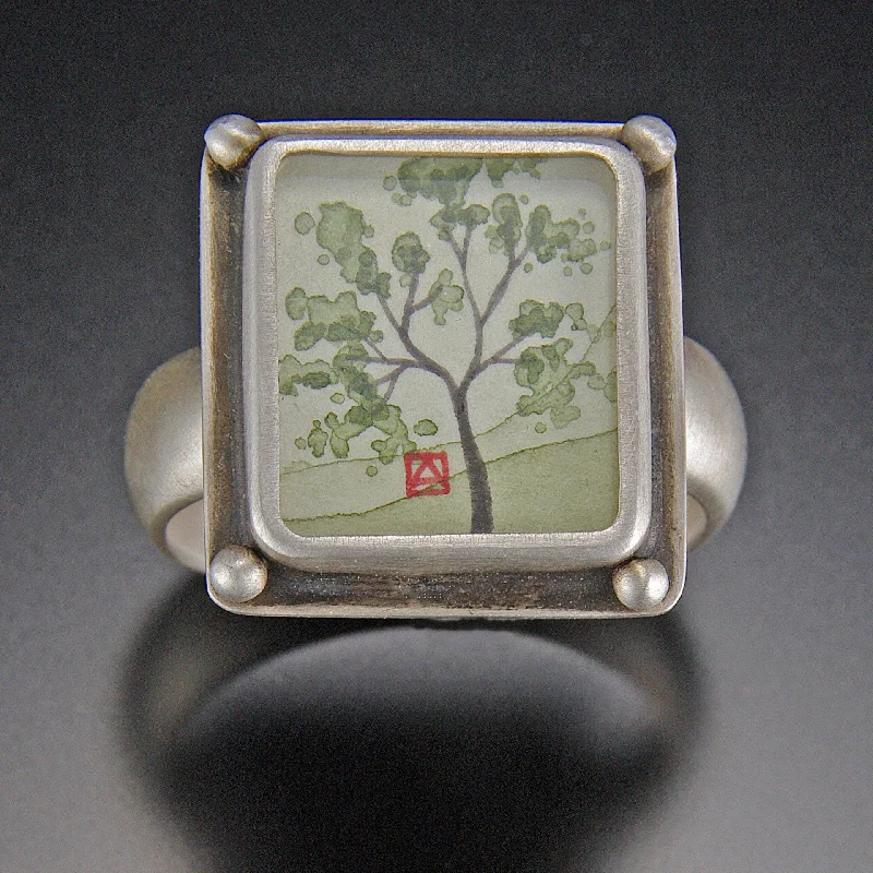 pearl accent ring -Small Square Spring Maple Ring