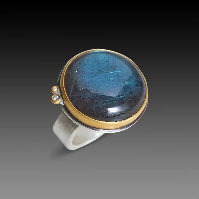 three-stone engagement ring -Smooth Round Labradorite Ring