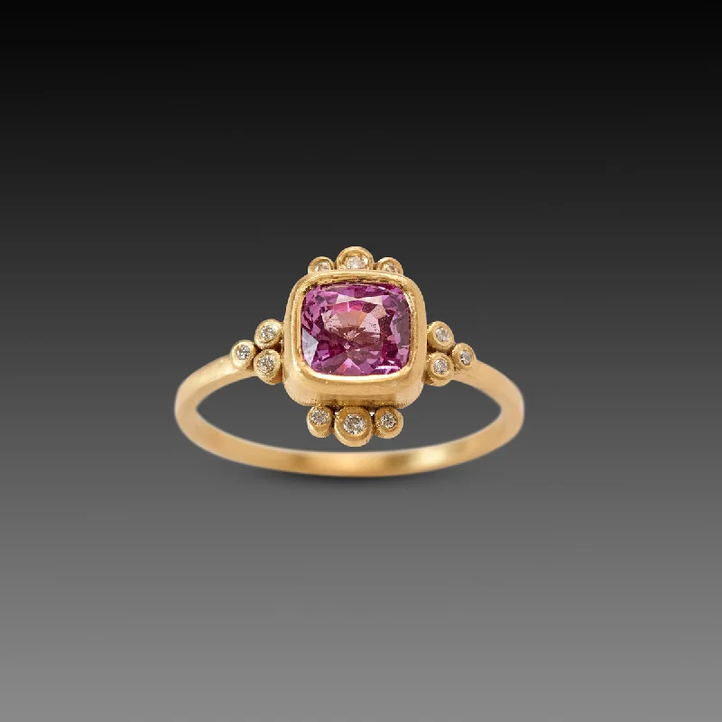 handmade silver ring -Sparkling Pink Sapphire Ring