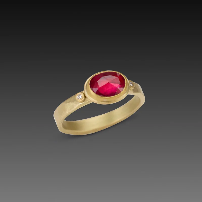 wedding band with diamonds -Ruby Ring with Diamonds