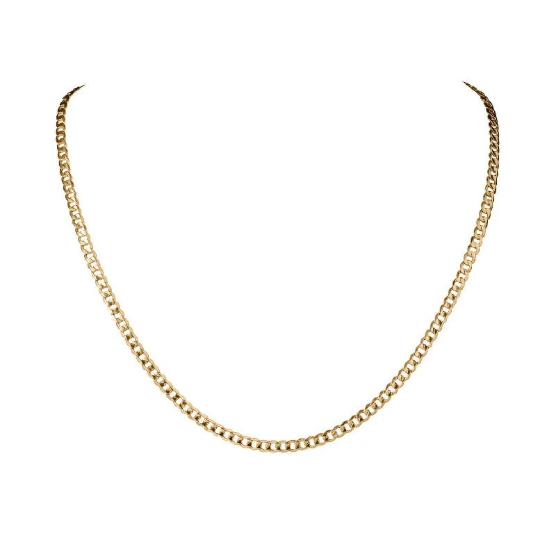 long gold necklace with pendant -Tesoro Vero Gold Curb Necklace