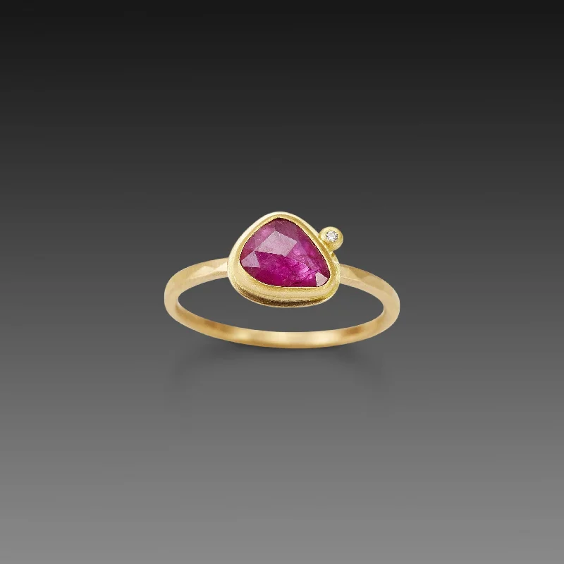 adjustable crystal ring -Ruby Ring with Diamond