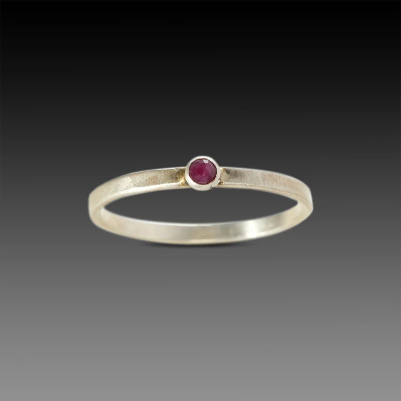 luxury platinum wedding band -Tiny Ruby Ring