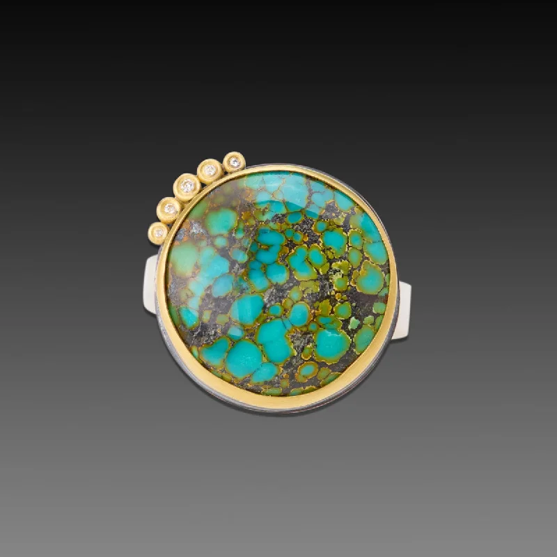 luxury emerald ring for women -Turquoise Ring with Diamond Swell