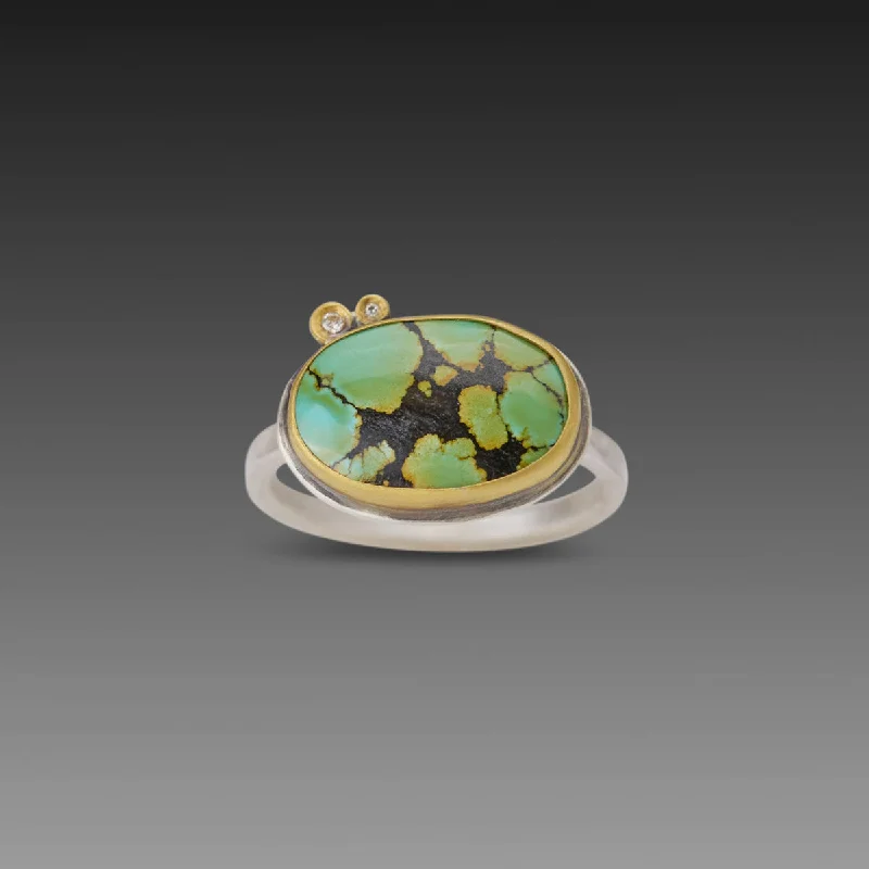 art deco style ring -Turquoise Ring with Diamonds