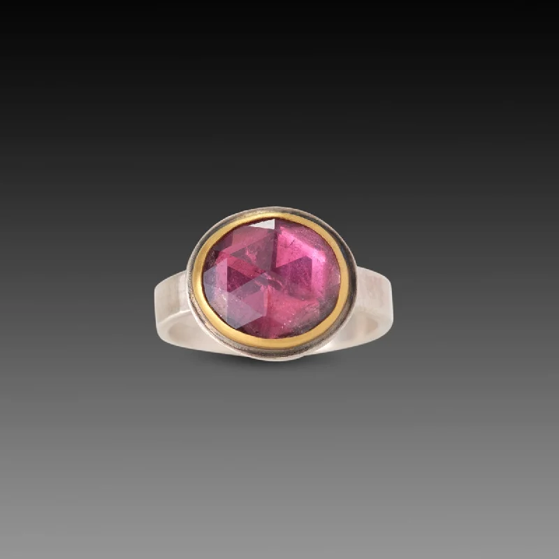 gold band engagement ring -Simple Elegance Pink Tourmaline Ring