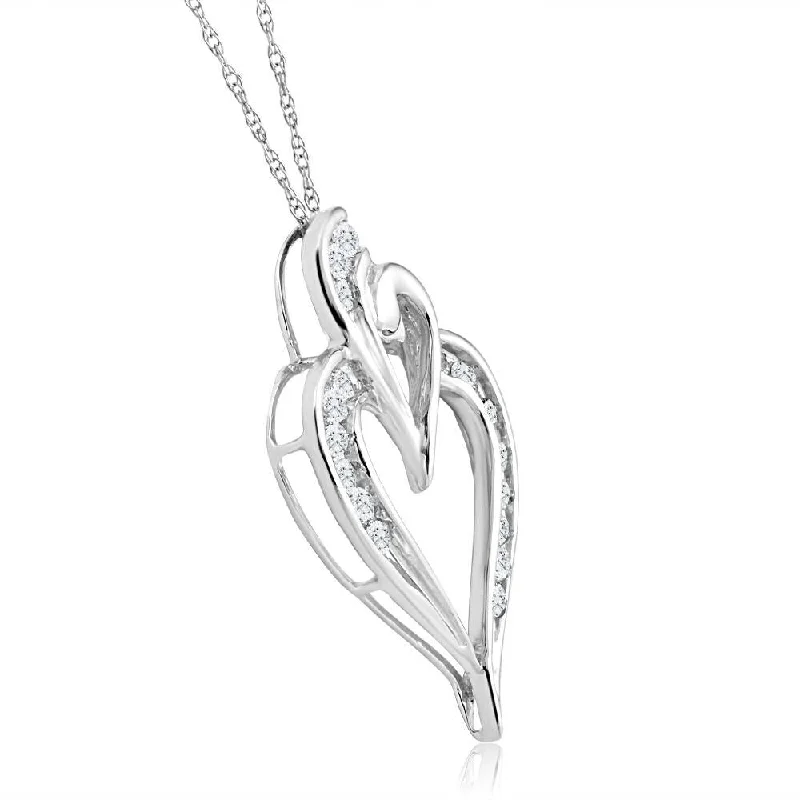 delicate gold necklace -White Gold 1/2Ct TW Real Diamond Heart Pendant Necklace 1" Tall