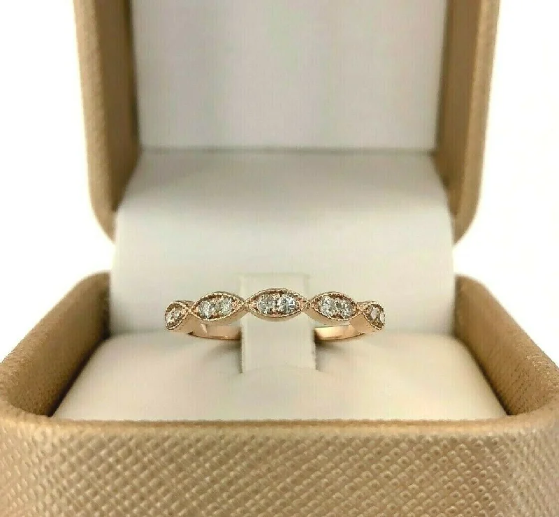 minimalist knot ring -0.22 Carats t.w. Diamond Stack Ring/Wedding Band 14K Rose Gold Round Diamonds