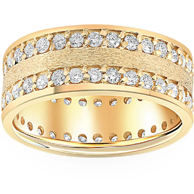 sterling silver engagement ring -1 1/2ct Channel Set Diamond Eternity Ring 14K Yellow Gold