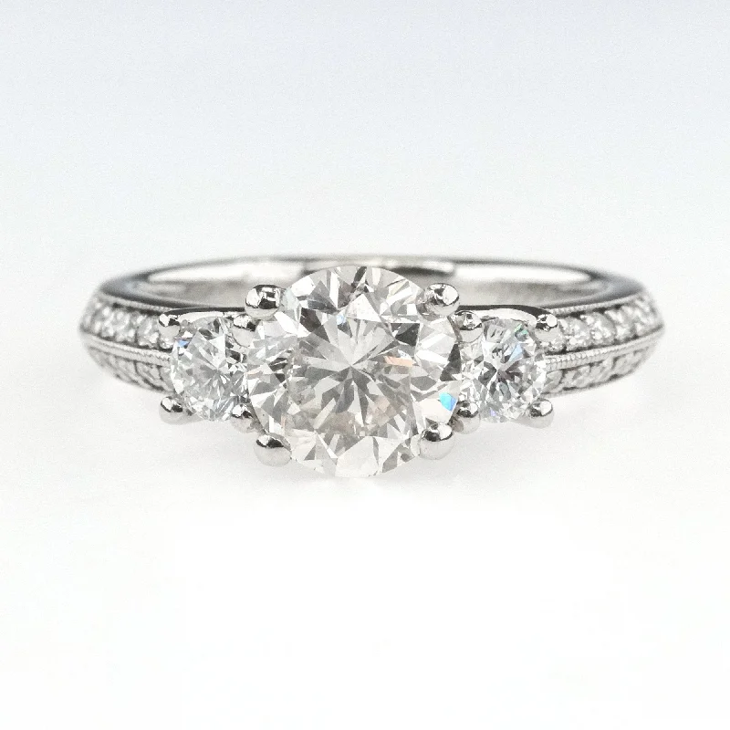 delicate dainty ring for women -1.25ct EGL Diamond w/Side Accents Engagement Ring in Platinum