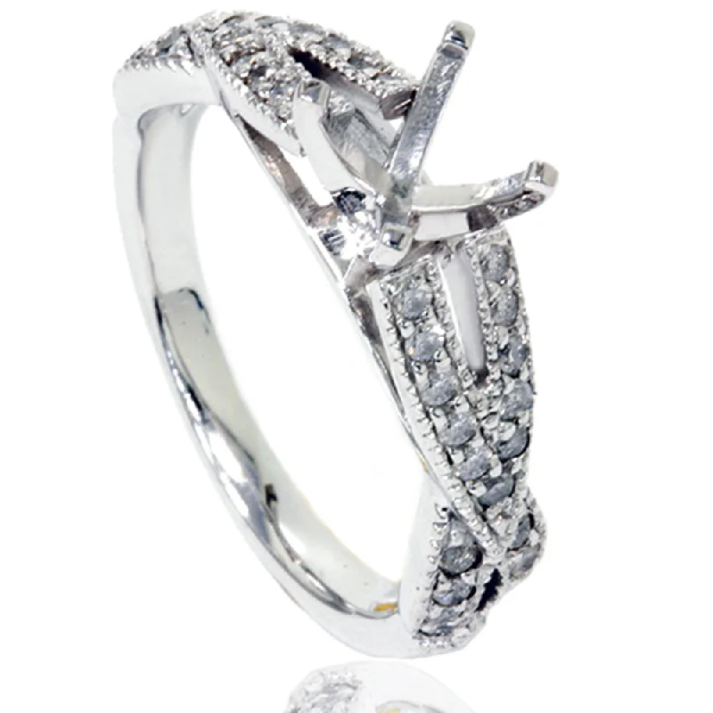 cubic zirconia wedding ring -1/2ct Vintage Infinity Diamond Ring Setting 14K White Gold