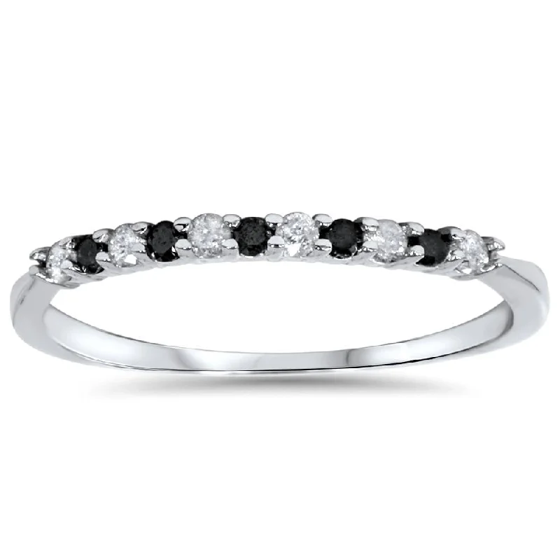 promise ring for girlfriend -1/4ct Black & White Diamond Wedding Anniversary Ring