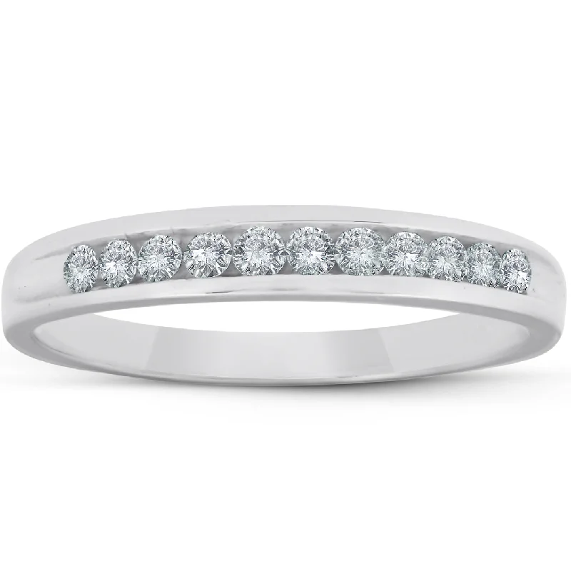 gemstone cocktail ring for women -1/4ct Diamond Platinum Wedding Anniversary Guard Womens Ring