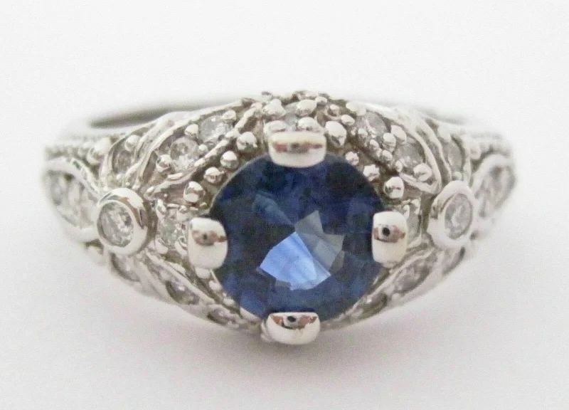 pearl accent ring -1.74 TCW Antique Style Natural Blue Sapphire & Diamond Cocktail Ring Size 6.5