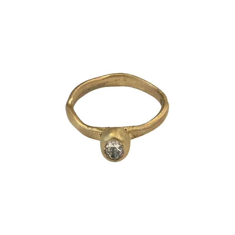 bohemian stackable rings -10K Gold Molten Engagement Ring with Lab-Grown Diamond by Lori Swartz