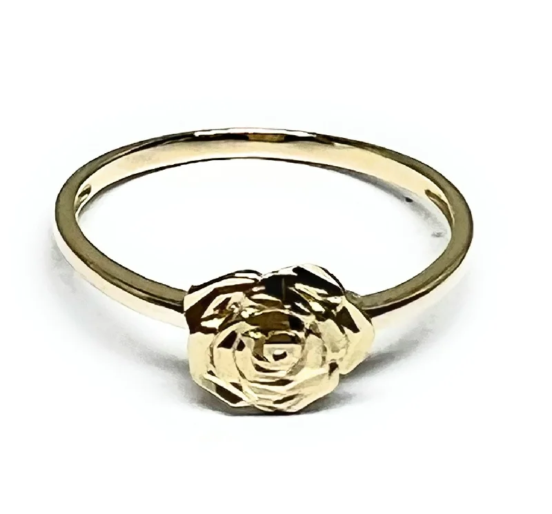 men’s leather band ring -10K SOLID GOLD YELLOW CLASSIC FLOWER RING (FC 242)