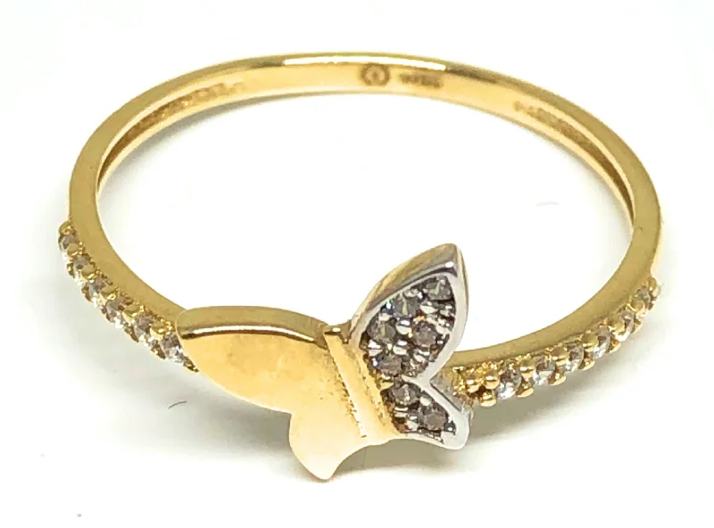 luxury emerald ring for women -10k Solid Gold Yellow CZ Butterfly Ring