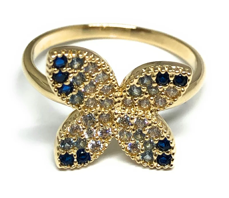 handmade silver ring -10k Solid Gold Yellow CZ Butterfly Ring (FC 62)