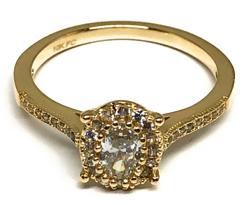 silver and gold stacking rings -10k Solid Gold Yellow Gold CZ Ring (FC 104)