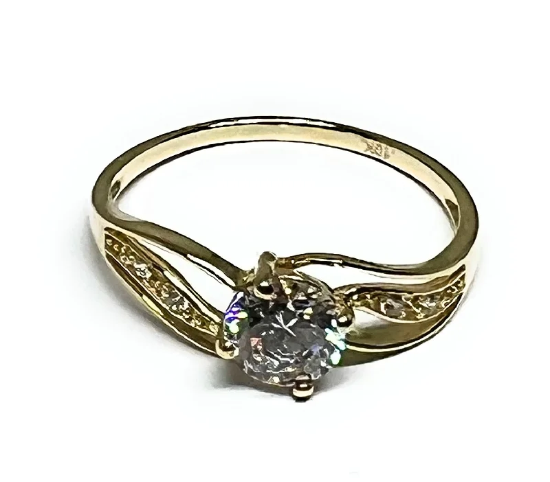 bohemian stackable rings -10k Solid Gold Yellow Gold CZ Ring (FC 243)