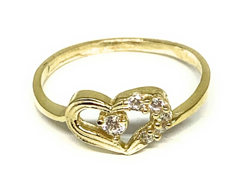 men’s titanium wedding ring -10k Solid Gold Yellow Gold Heart CZ Ring