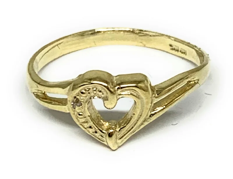 men’s engraved wedding band -10k Solid Gold Yellow Gold Heart Ring