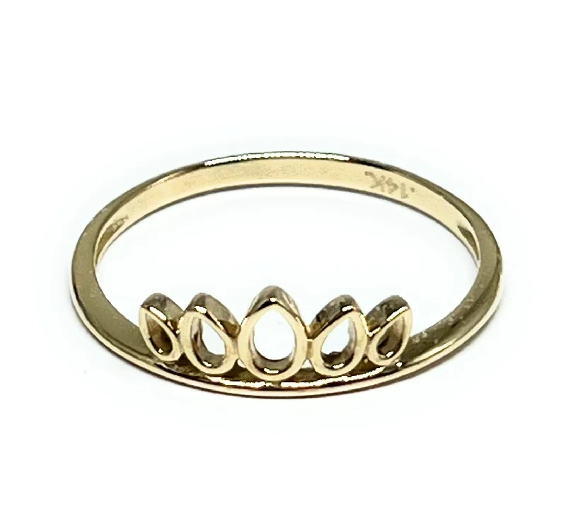 personalized initial ring -14k Solid Gold Crown Band Ring (FC 240)