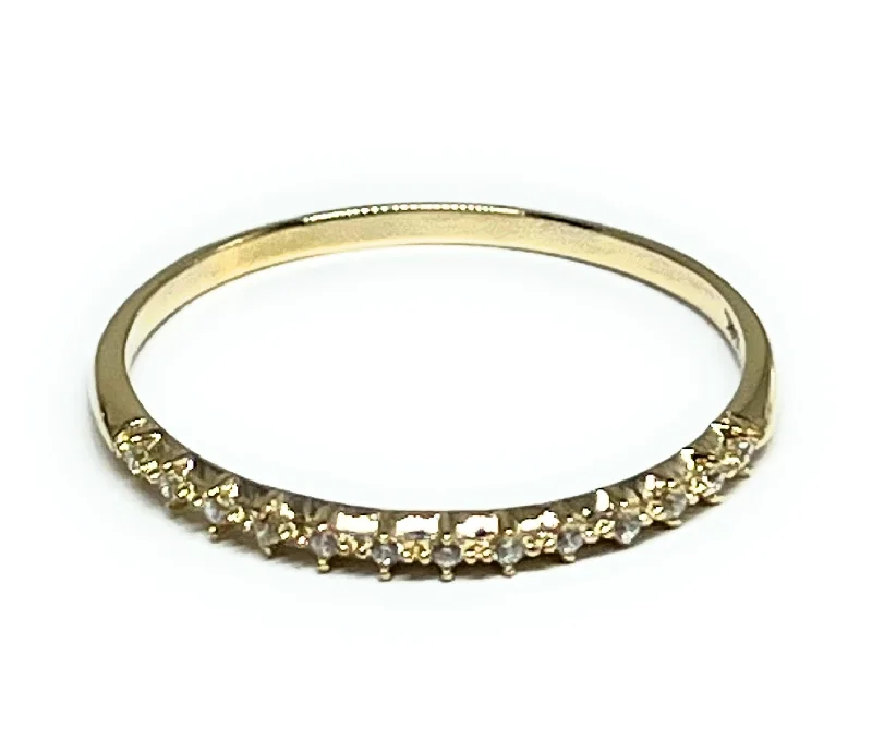 vintage style cocktail ring -14k Solid Gold CZ Band Ring (FC 235)