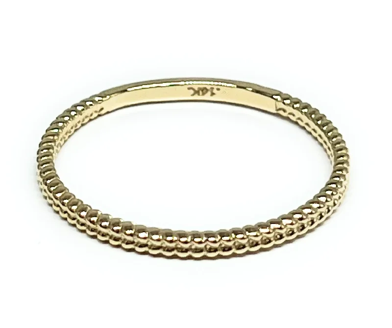 bohemian stackable rings -14k Solid Gold Textured Simple Band Ring (FC 237)