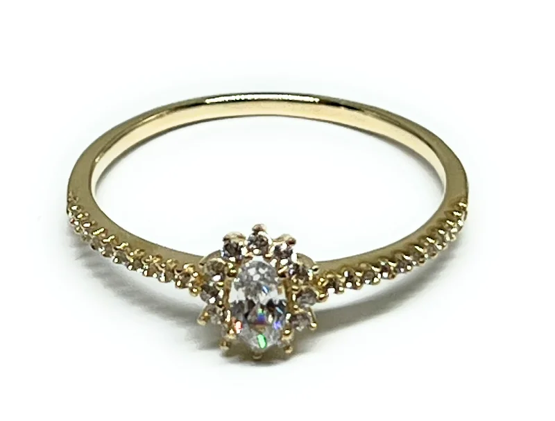 chunky statement ring -14k Solid Gold Yellow Gold CZ Ring (FC 227)