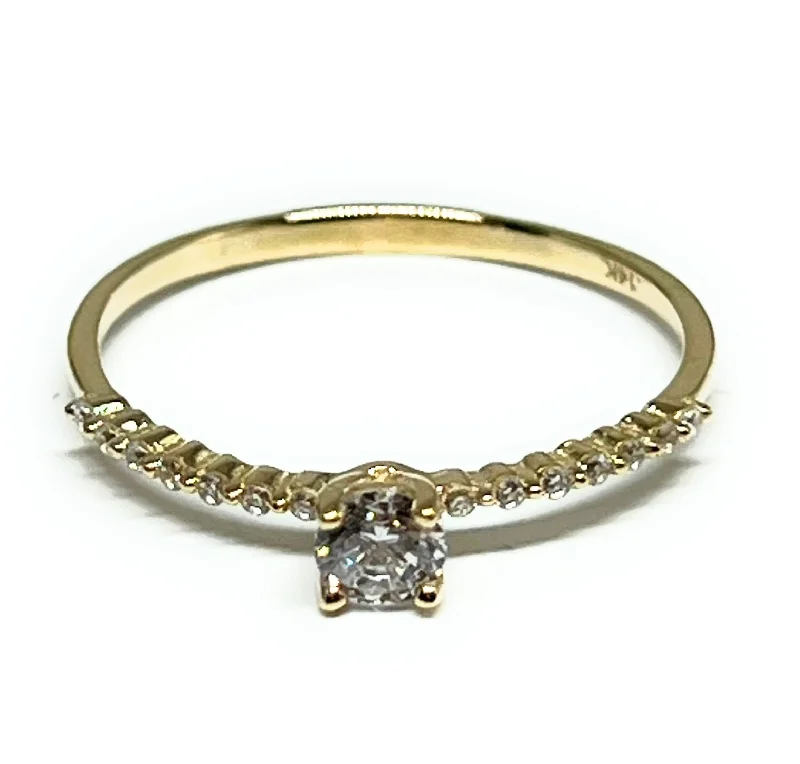 silver heart ring for women -14k Solid Gold Yellow Gold CZ Ring (FC 228)