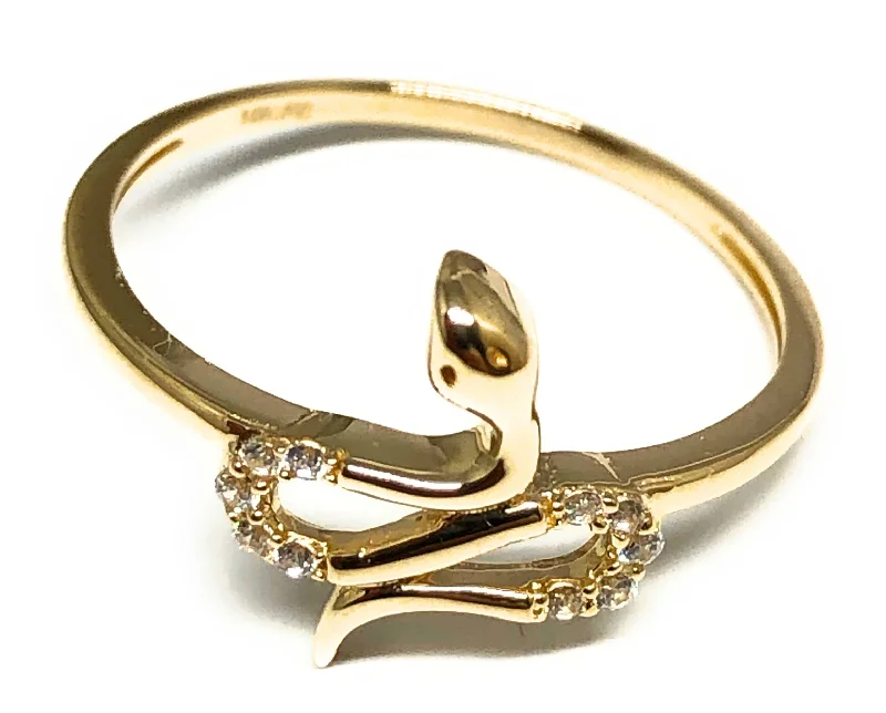 handmade gemstone ring -14k Solid Gold Yellow Snake CZ Ring (FC 190)