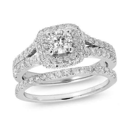 silver heart ring for women -14K 1.60CT DIAMOND BRIDAL SET with CERTIFIED CENTER