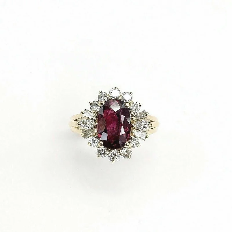 boho style ring for women -2.09 Carats t.w. Diamond and Ruby Ring Ruby is 1.59 Carats AGL Lab Report