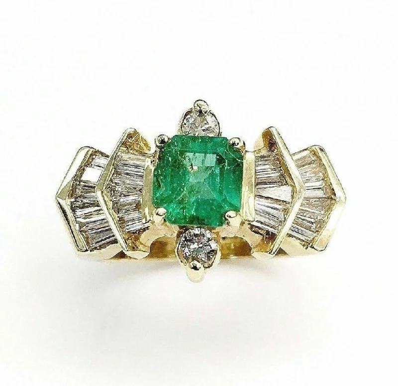 wedding band with diamonds -2.34 Carats t.w. Diamond and Emerald Ring Emerald is 1.25 Carats May Birthstone