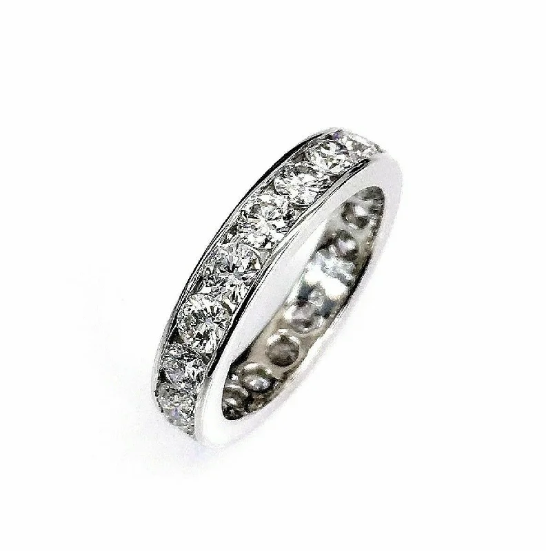 stacking rings with diamonds -2.51 Carats t.w. Diamond Eternity Ring 950 Platinum F VS Diamonds Brand New