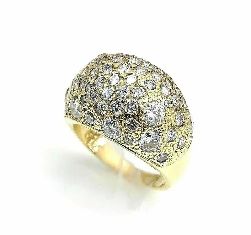 vintage ruby ring -3.35 Carats t.w. Pave Dome Celebration Ring 18K Yellow Gold 17.3 Grams F-G VS