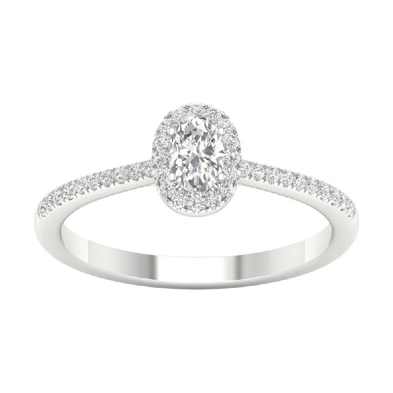 heart-shaped gold ring -3/8ct TDW Diamond Halo Ring in 10k Gold by De Couer