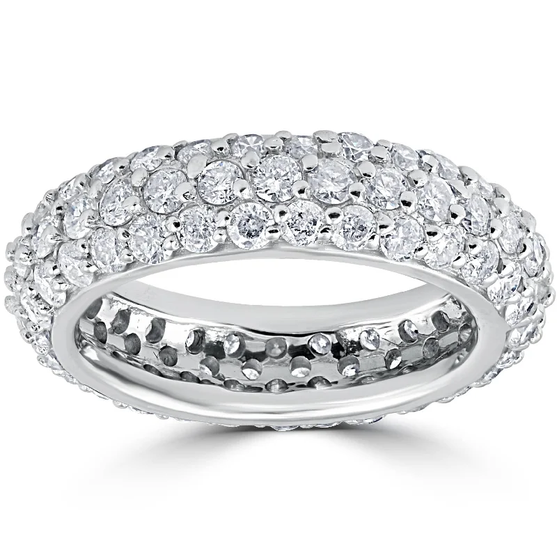 gemstone eternity ring -3ct Pave Diamond Eternity Ring 14K White Gold