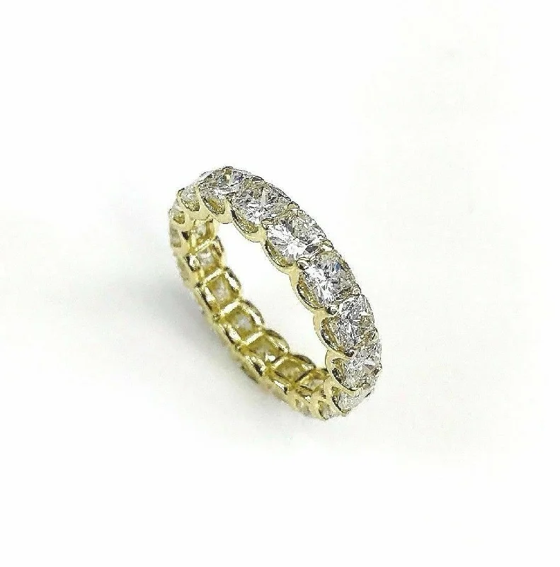 rose gold infinity ring -5.42 Carats Cushion Cut Diamond U Prong Eternity Band Ring 18K Yellow Gold FG VS