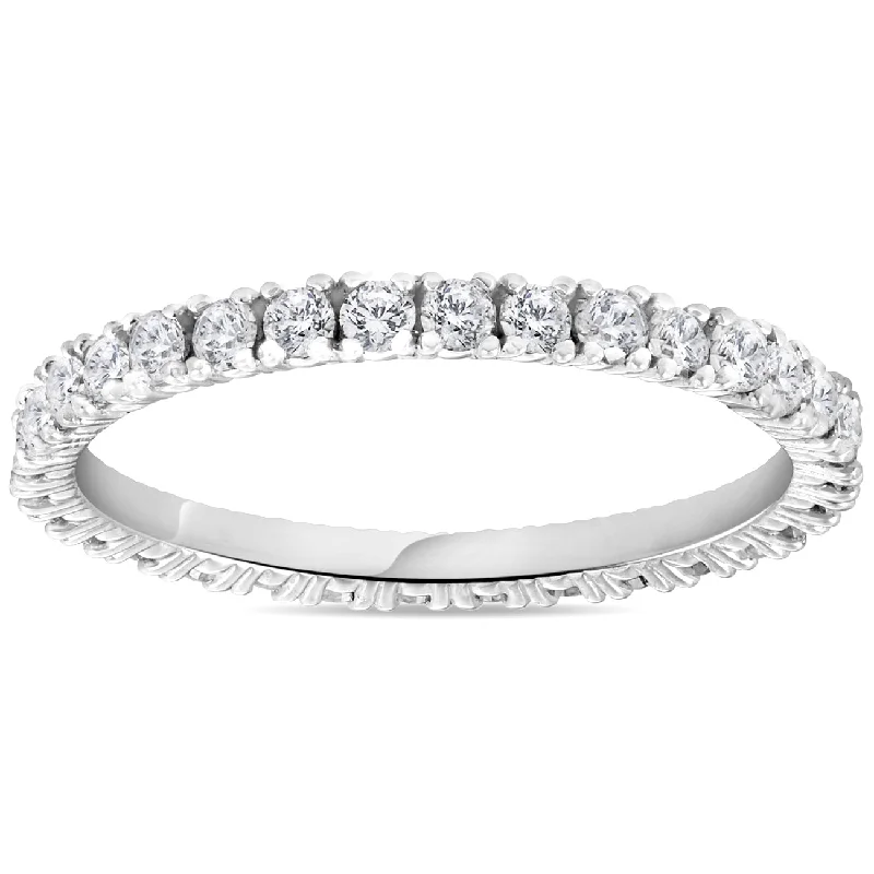 infinity symbol ring for couples -5/8 cttw Diamond Eternity Ring Womens Stackable Round 14k White Gold Band