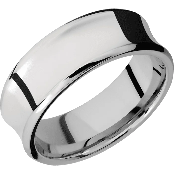 adjustable statement ring -8mm wide Concave Bevel Palladium Silver Ring with Polish Finish