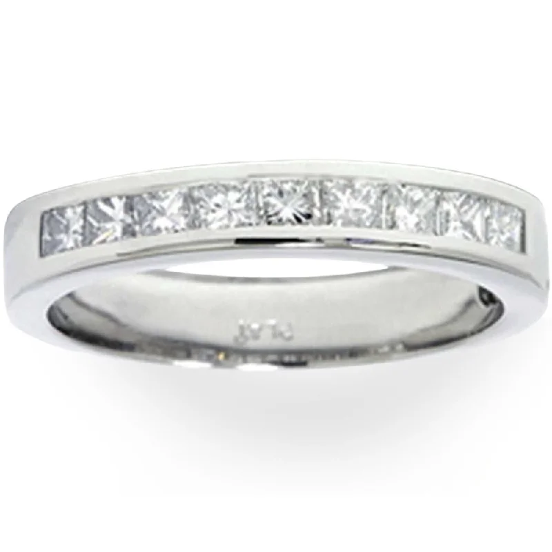 three-stone engagement ring -950 Platinum 5/8ct Princess Cut Diamond Wedding Ring